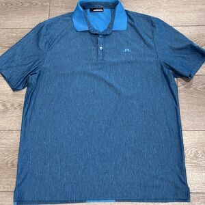 J. Lindeberg Golf Polo Shirt Men's XL Blue Performance Preppy Athletic Casual